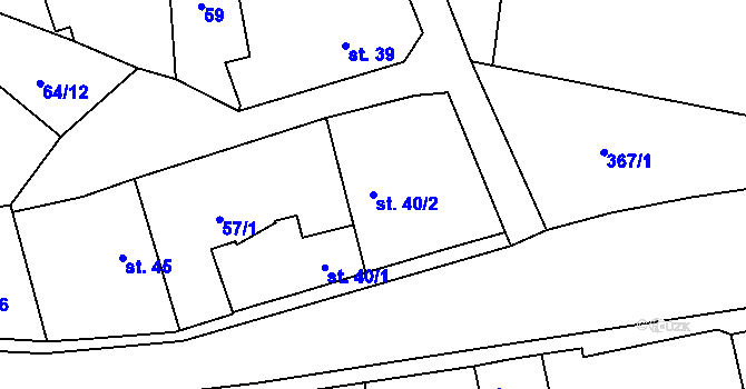 Parcela st. 40/2 v KÚ Černčice u Loun, Katastrální mapa