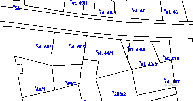 Parcela st. 44/1 v KÚ Černčice u Loun, Katastrální mapa
