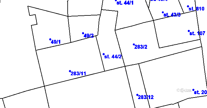 Parcela st. 44/2 v KÚ Černčice u Loun, Katastrální mapa