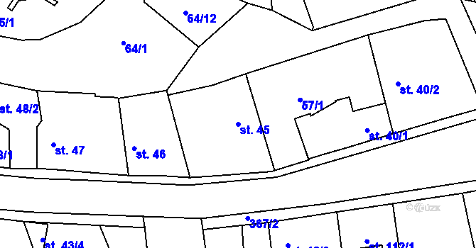 Parcela st. 45 v KÚ Černčice u Loun, Katastrální mapa