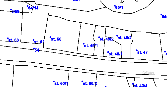 Parcela st. 49/1 v KÚ Černčice u Loun, Katastrální mapa