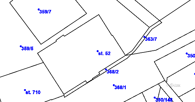 Parcela st. 52 v KÚ Černčice u Loun, Katastrální mapa