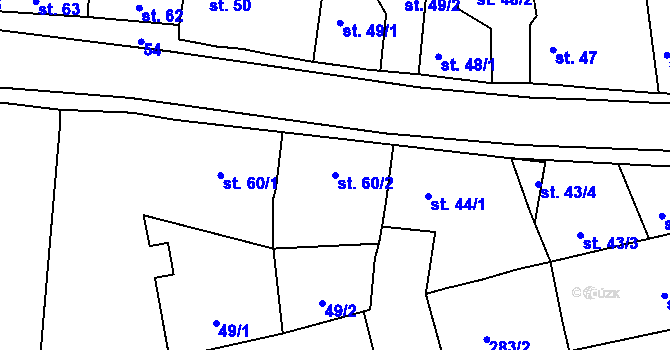Parcela st. 60/2 v KÚ Černčice u Loun, Katastrální mapa