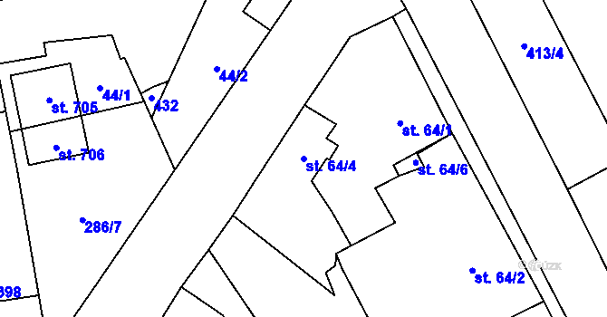 Parcela st. 64/4 v KÚ Černčice u Loun, Katastrální mapa