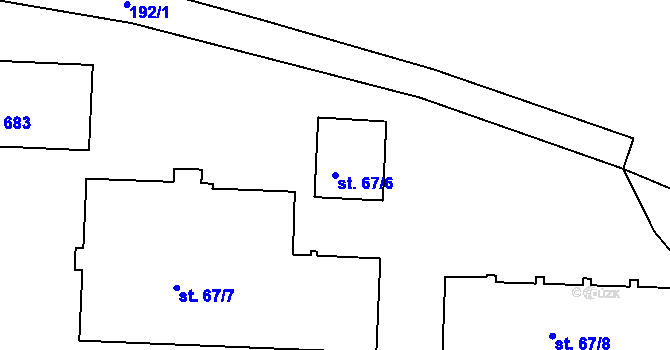 Parcela st. 67/6 v KÚ Černčice u Loun, Katastrální mapa