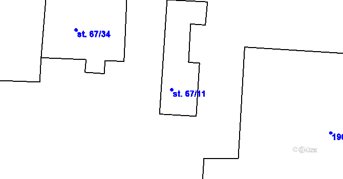 Parcela st. 67/11 v KÚ Černčice u Loun, Katastrální mapa
