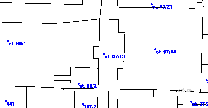 Parcela st. 67/13 v KÚ Černčice u Loun, Katastrální mapa