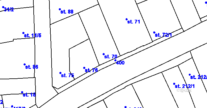 Parcela st. 70 v KÚ Černčice u Loun, Katastrální mapa