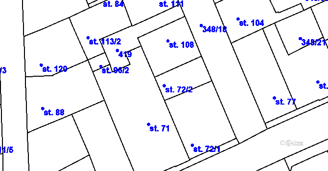 Parcela st. 72/2 v KÚ Černčice u Loun, Katastrální mapa