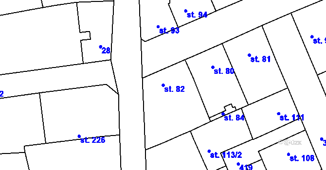 Parcela st. 82 v KÚ Černčice u Loun, Katastrální mapa