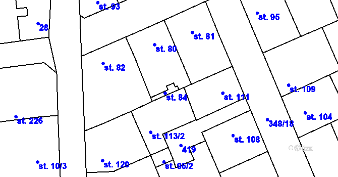 Parcela st. 84 v KÚ Černčice u Loun, Katastrální mapa