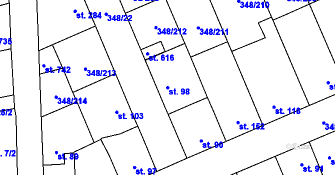 Parcela st. 98 v KÚ Černčice u Loun, Katastrální mapa