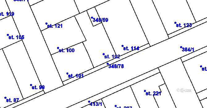 Parcela st. 102 v KÚ Černčice u Loun, Katastrální mapa