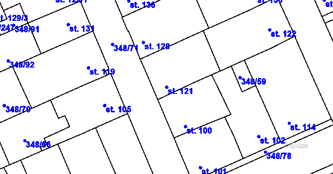 Parcela st. 121 v KÚ Černčice u Loun, Katastrální mapa