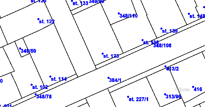 Parcela st. 123 v KÚ Černčice u Loun, Katastrální mapa