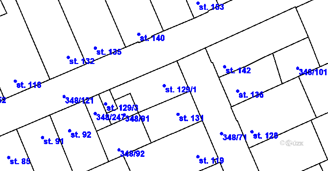 Parcela st. 129/1 v KÚ Černčice u Loun, Katastrální mapa