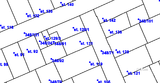 Parcela st. 131 v KÚ Černčice u Loun, Katastrální mapa