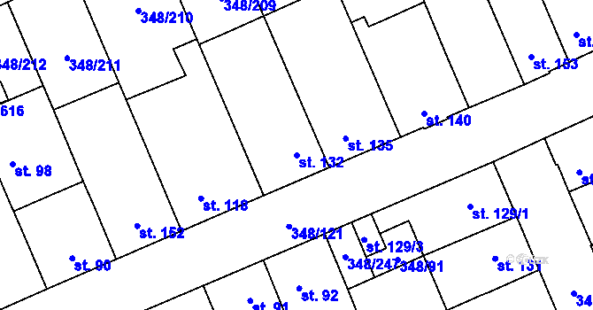 Parcela st. 132 v KÚ Černčice u Loun, Katastrální mapa
