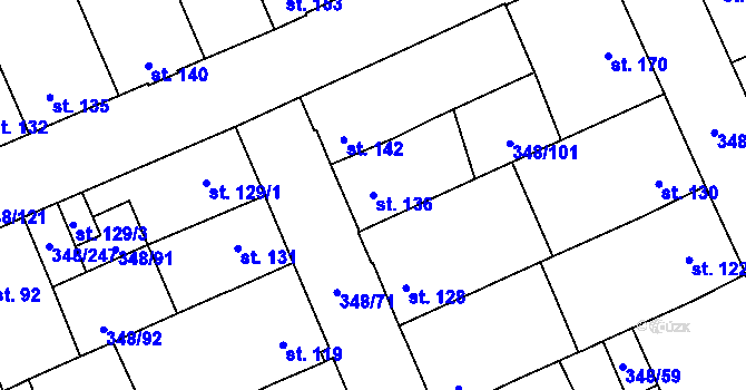 Parcela st. 136 v KÚ Černčice u Loun, Katastrální mapa
