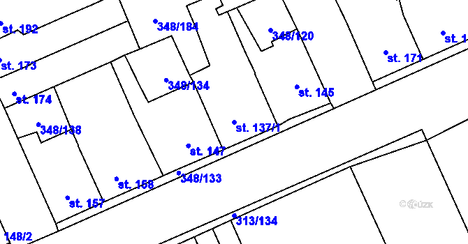Parcela st. 137/1 v KÚ Černčice u Loun, Katastrální mapa