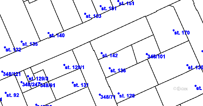 Parcela st. 142 v KÚ Černčice u Loun, Katastrální mapa