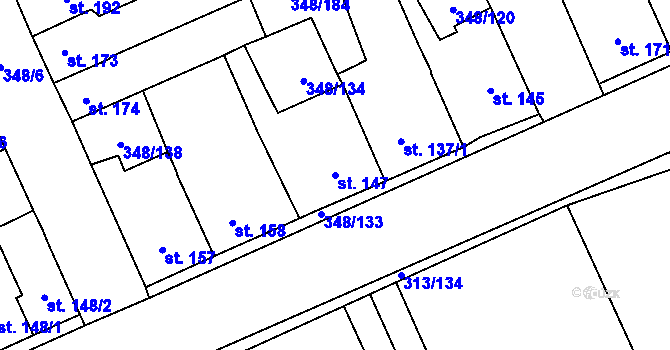 Parcela st. 147 v KÚ Černčice u Loun, Katastrální mapa