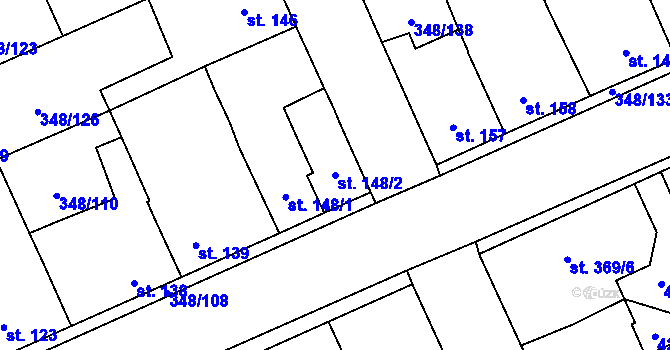 Parcela st. 148/2 v KÚ Černčice u Loun, Katastrální mapa