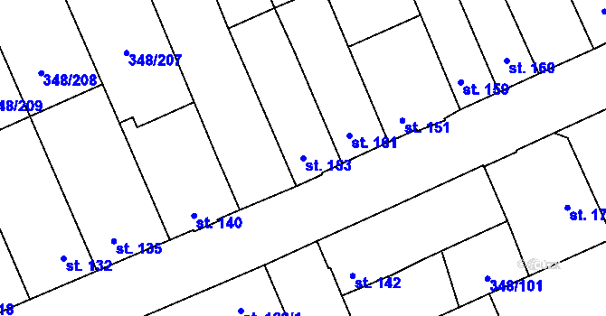 Parcela st. 153 v KÚ Černčice u Loun, Katastrální mapa