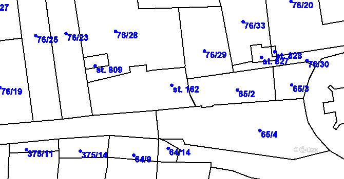 Parcela st. 162 v KÚ Černčice u Loun, Katastrální mapa