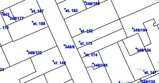 Parcela st. 173 v KÚ Černčice u Loun, Katastrální mapa