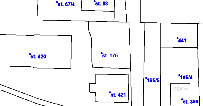 Parcela st. 175 v KÚ Černčice u Loun, Katastrální mapa