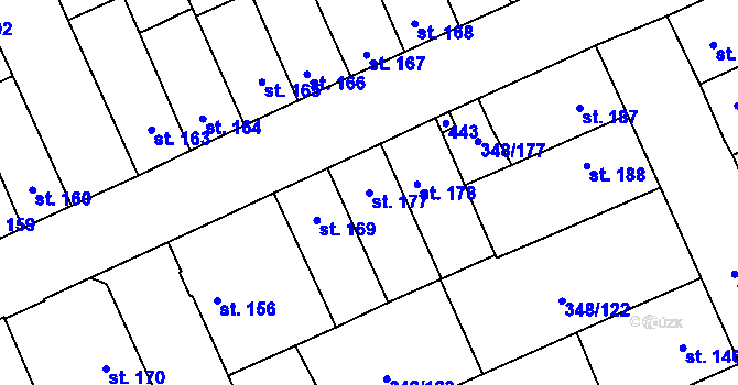 Parcela st. 177 v KÚ Černčice u Loun, Katastrální mapa