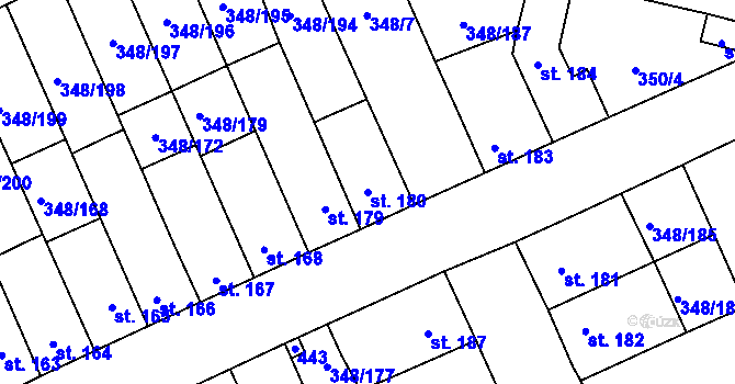 Parcela st. 180 v KÚ Černčice u Loun, Katastrální mapa