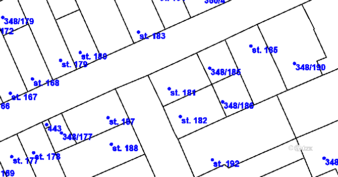 Parcela st. 181 v KÚ Černčice u Loun, Katastrální mapa