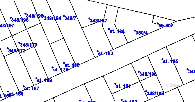 Parcela st. 183 v KÚ Černčice u Loun, Katastrální mapa