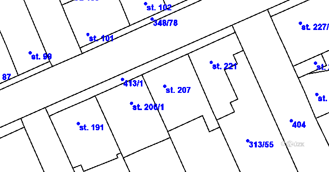 Parcela st. 207 v KÚ Černčice u Loun, Katastrální mapa