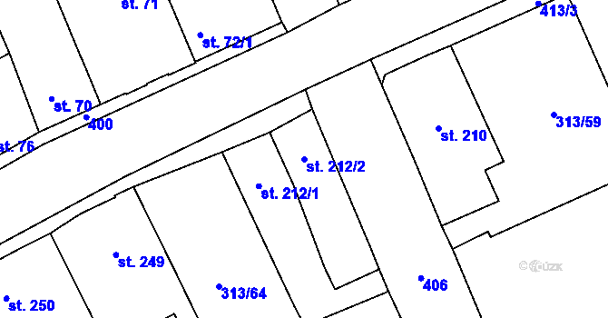 Parcela st. 212/2 v KÚ Černčice u Loun, Katastrální mapa