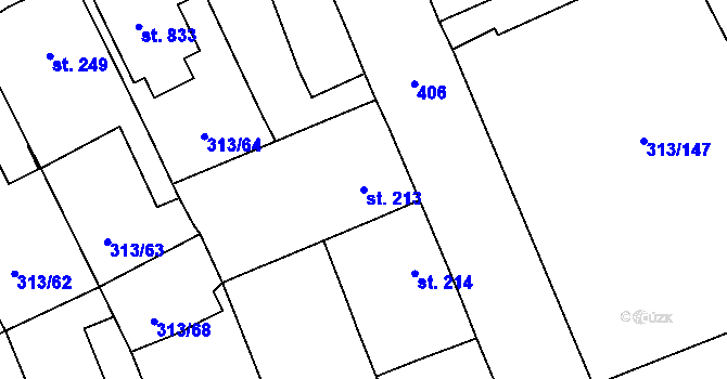 Parcela st. 213 v KÚ Černčice u Loun, Katastrální mapa