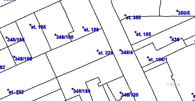 Parcela st. 225 v KÚ Černčice u Loun, Katastrální mapa
