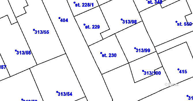 Parcela st. 230 v KÚ Černčice u Loun, Katastrální mapa