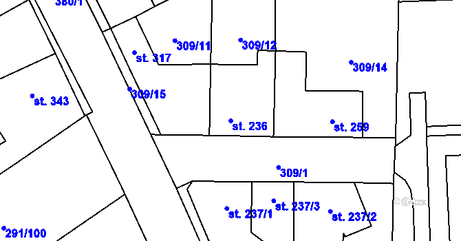 Parcela st. 236 v KÚ Černčice u Loun, Katastrální mapa