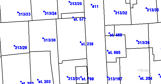 Parcela st. 238 v KÚ Černčice u Loun, Katastrální mapa