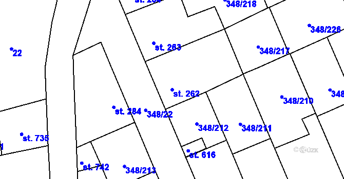 Parcela st. 262 v KÚ Černčice u Loun, Katastrální mapa