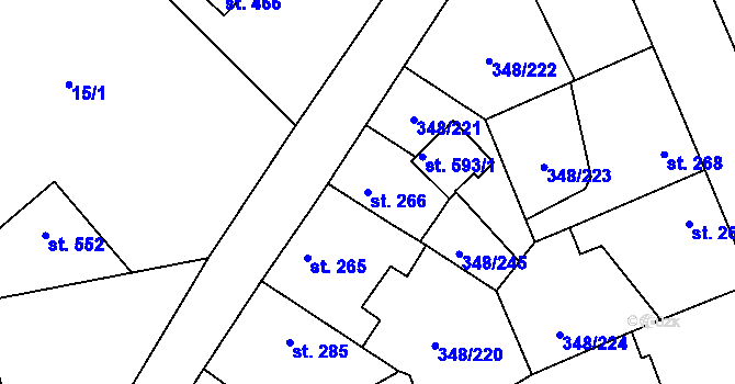 Parcela st. 266 v KÚ Černčice u Loun, Katastrální mapa