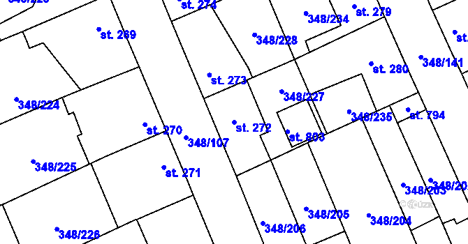 Parcela st. 272 v KÚ Černčice u Loun, Katastrální mapa