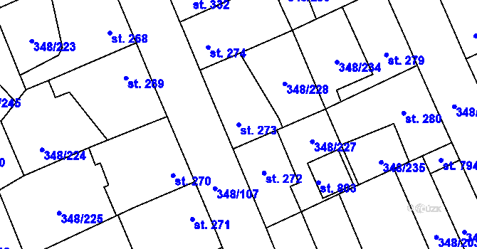 Parcela st. 273 v KÚ Černčice u Loun, Katastrální mapa
