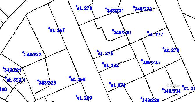 Parcela st. 275 v KÚ Černčice u Loun, Katastrální mapa