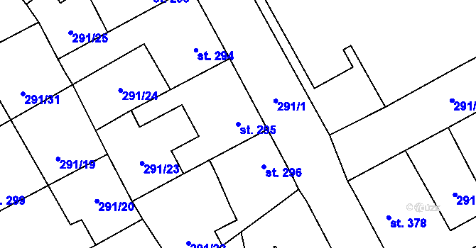 Parcela st. 295 v KÚ Černčice u Loun, Katastrální mapa