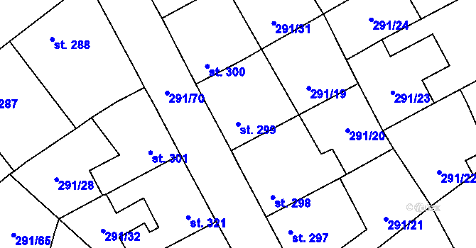 Parcela st. 299 v KÚ Černčice u Loun, Katastrální mapa