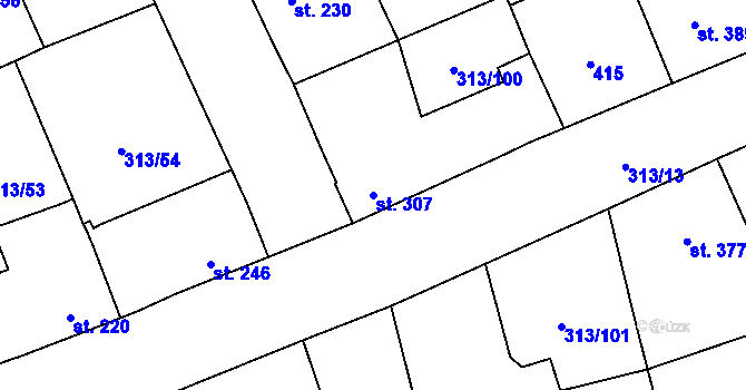 Parcela st. 307 v KÚ Černčice u Loun, Katastrální mapa